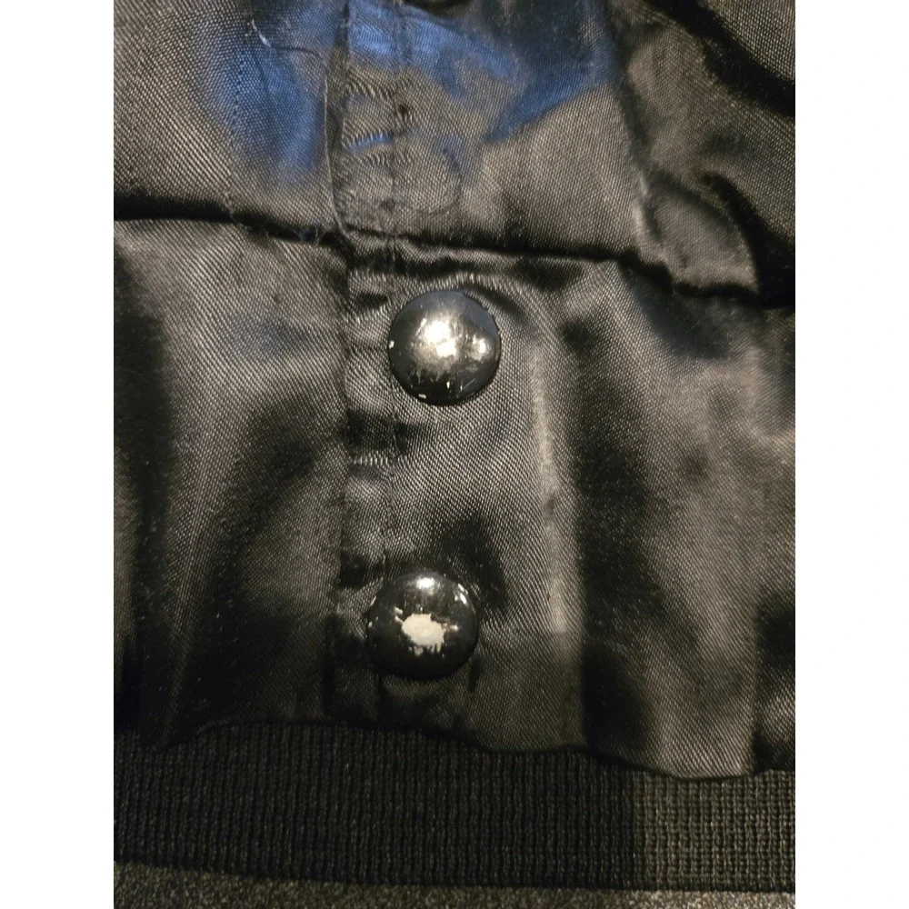 Vintage Michelob Satin Jacket USA Made A&E Eagle Black Snap Front Bomber L